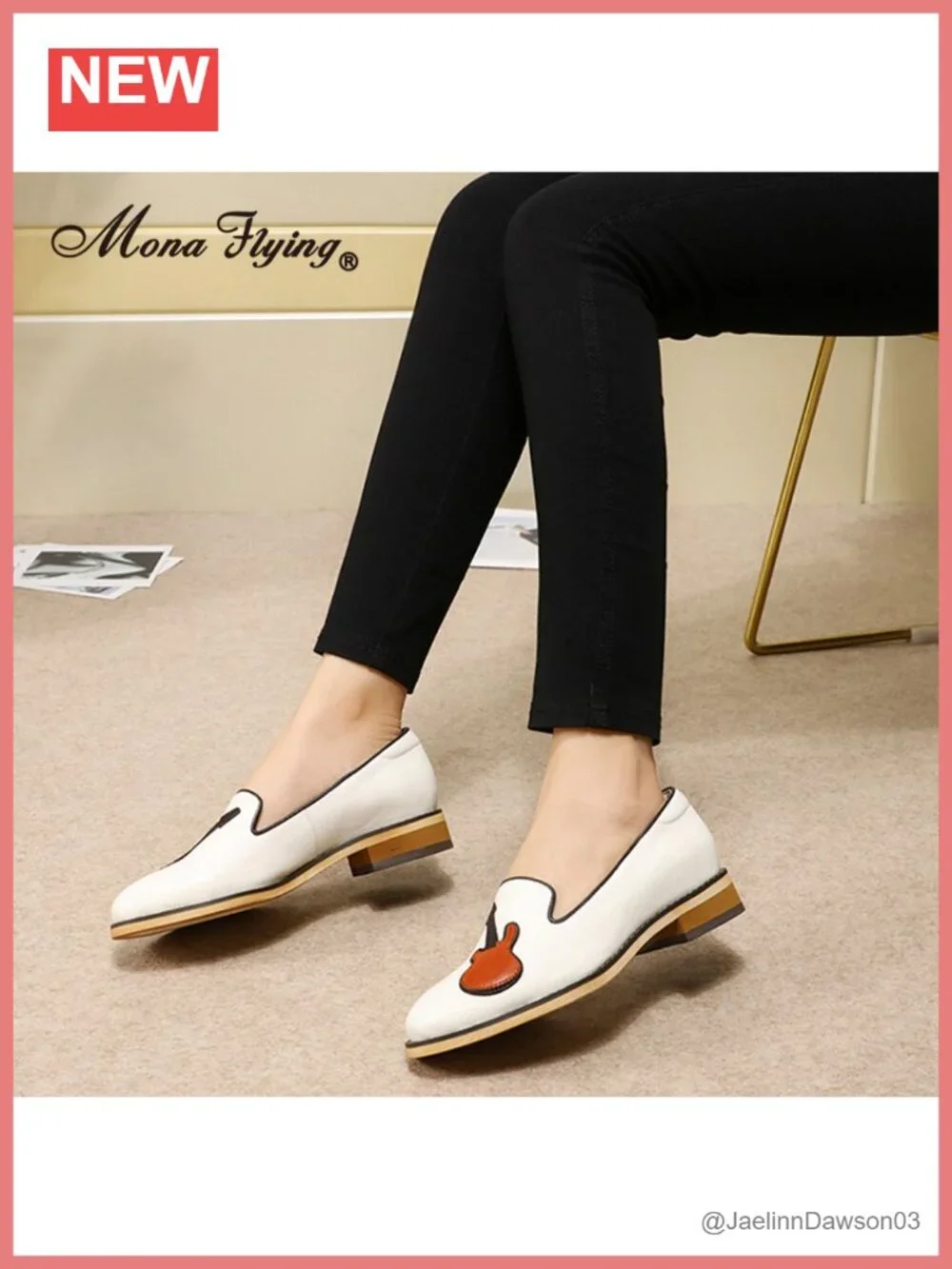 Mona Flying Women's Leather Penny Loafers Slip On Flats Office Work Shoes